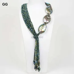 Bangle GG Natural Jewelry 22 Paua Abalone Shell Green Crystal Necklace Cute Bracelet Sets For Women 240319