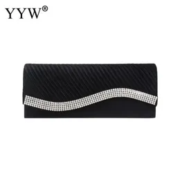 Brack Long serale Clutch Borse Women Satin Silk Box Borse Grofie Pulgoli Portafoglio Ladie Surface Soft Surface Borse per traverse Night 240315