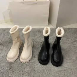 Botlar erken sonbahar botları Chelsea botlar puot puot deri deri moda roundtoe düz platform botlar bayan ayakkabılar kış botları kadınlar