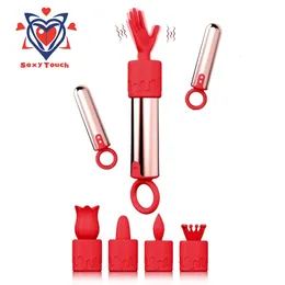 Tragbarer Vibrator 5 Kopfbedeckungen Weiblicher Dildo G-Punkt-Masturbator Klitorisstimulator Vaginalmassage Flirtenspielzeug Erwachsene Sexprodukte 240315