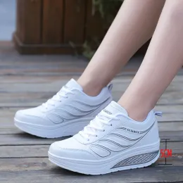 Shoe 5CM Platform Shoes Women Wedge Sneakers Leather Toning Shoes Soft Body Shaped Shoes ShockAbsorb Jumping Shoes