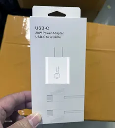 Wysoka jakość 2 w 1 zestaw 20W Zestaw typu C USB PD ładowarki Szybkie ładowanie UE US Plug Adapter dostawa Szybka ładowarka iPhone'a 14 13 12 11 x 7 8 Pro i Android Telefony