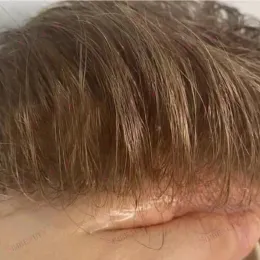 Toupees toupees niewykrywalne super cienkie 0,02 mm pełne baza PU Mężczyźni Toupee Trwałe naturalne linię włosów ludzkie włosy męskie protemy kapilarne Pętla