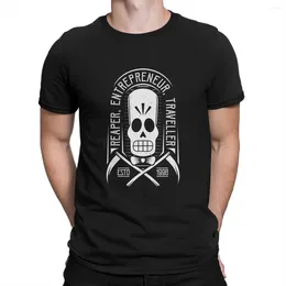 Men's T Shirts Grim Fandango Creative TShirt For Men Videogame Round Collar Basic Shirt Personalize Birthday Gifts Streetwear