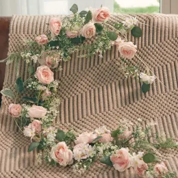 1 7m seda rosa peônia guirlanda flores artificiais eucalipto folhas videiras plantas para arco de casamento portas decoração de mesa