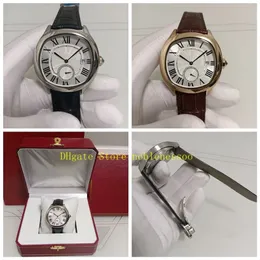 2 Style Real PO مع مربع أصلي Men's Watch Mens 40mm Roman Dial WGNM0003 WSNM0015 جلدي فرقة طية Clasp Men Automatic215W