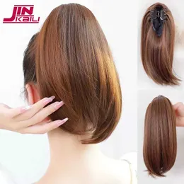 Synthetic Wigs JINKAILI Synthetic Short Claw Clip On Ponytail Hair 12Inch Ponytail Hair For Women Pony Tail Hair Hairpiece 240329