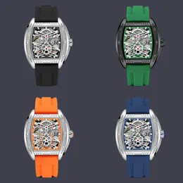 Automatische Herrenbeobachtung Skelett Zifferblatt versilberte Blattlünette Bewegung Designer Uhren hochwertige Mode Silikon Relojes Luminous Luxury Watch Women SB060 C4