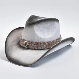 Berets estilo ocidental chapéu de palha para homens mulheres verão ao ar livre praia sol cowgirl jazz sombrero hombre