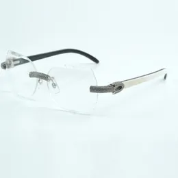 マイクロパベードダイヤモンドとカット透明レンズ8300817天然黒混合バッファローホーン脚サイズ60-18-140 mm