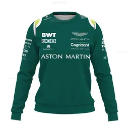 Herren Hoodies Sweatshirts 2024 Neuer Aston Martin Langarmpullover F1 Formel 1 Rennen 3D-Druck Herren- und Damensportmode Rundhalsausschnitt Kinder