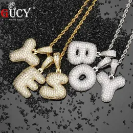 Pendant Necklaces GUCY A-Z Name Bubble Letters & Charm For Men Women Gold Silver Color Cubic Zircon Hip Hop Jewelry Gifts