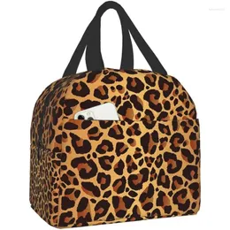 Storage Bags Leopard Printed Women Men Kids Lunch Box Insulated Soft Mini Cooler Thermal Tote Bag For Office Work Beach