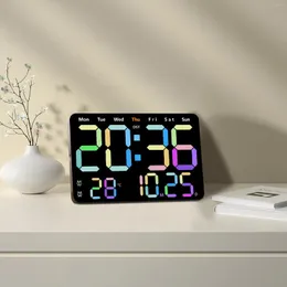 Wall Clocks LED Digital Clock With Remote Control Temperature Date Display Automatic Brightness Alarm DST For Room Decoration