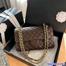 Ladies Classic Double Flap Bag Quilted Caviar Leather Shoulder Bags Gold Metal Hardware Turn Lock Matelasse Chain Crossbody Shoulder Handbag Multi Pochette Purse