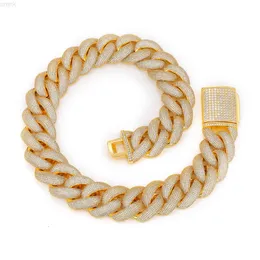 Duyizhao New Trendy Iced Out 25mm Pesante Miami Cuban Link Collana Bracciale Ottone 5a Zircone Micro Pavimenta Gioielli Hip Hop per Rapper