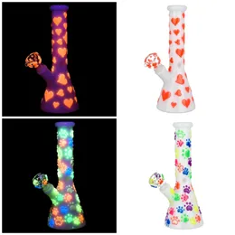 Vintage luminoso brilhando no escuro TUBO DE vidro Bong Dab Rig Water Hookah Smoking Pipe 12,8 polegadas de altura Fábrica de vidro original feita pode colocar o logotipo do cliente por DHL UPS CNE