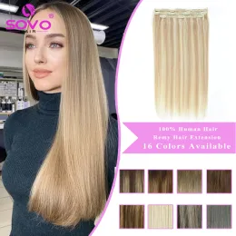 Estensioni SOVO Clip di capelli umani veri nelle estensioni dei capelli Remy Parrucchino dritto Capelli naturali 3 pezzi Clip Ins Aggiungi volume per le donne