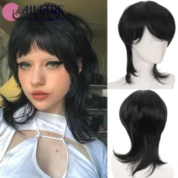 Wigs AILIADE Synthetic Short Straight Wigs for Men Women Black Blonde Cosplay Party Halloween Wig Heat Resistant Daily False Hair