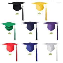 Berets 2024 Academic Mortarboard Bachelor Caps Graduation Costume Unisex Fringed Hat For College University