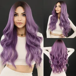 Wigs Namm Long Wavy Purple Hair parrucca per le donne Cosplay Daily Party Synthetic parrucca con botti Natural Lavender Lolita Wig Resistente al calore