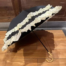 Şemsiye lüks tasarımcı su geçirmez şemsiye geri çekilebilir girly lolita uv güçlü portatif uzun saplı koruma chuva güneşli melek