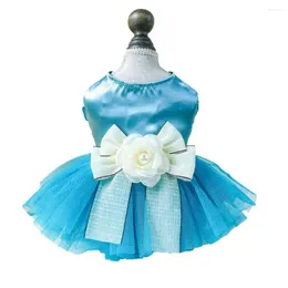 Dog Apparel Cat Dress Stand Out Pet Costume Princess With 3d Flower Bow Decoration Mesh Splicing Fashion For