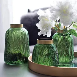 Vaser Nordiskt grönt glas Vas Hydroponic Flower Pot Basket Home Decoration PF90311