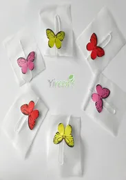 New Butterfly Tag 100pcslot 58 X 70mm Pyramid Nylon Tea Bags Disposable Nylon Tea filters Strings with Tag 2182179