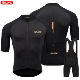 Raudax Team Men Summer Short Sleeve Cycling Jersey Set MTB Maillot Ropa Ciclismo Bicycle Wear Breathable Clothing 240318
