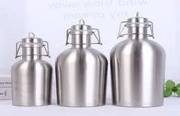 2L 64oz Hip Flask Growler de cerveja de aço inoxidável com flip top Garrafa de cerveja de 2 litros de grande capacidade com topo giratório 2L cerveja de parede única b2664346