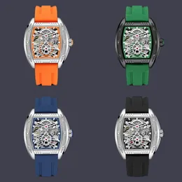 Moda placcato argento orologi movimento meccanico automatico orologio da uomo di lusso scheletro quadrato luminoso orologio da polso di design completamente in acciaio inossidabile regalo sb060 C4