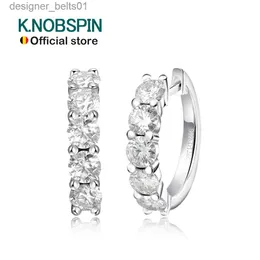 Stud Knobspin D Color Moissanite Pętla kolczyka 925 Sterling Sliver wylewany z 18 -karatowym kolczykiem z białego złota dla kobiet błyszczącego biżuterii 24319