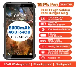 OUKITEL WP5 PRO 4GB 64GB 8000MAH IP68 방수 스마트 폰 안드로이드 10 트리플 카메라 페이스 핑거 프린트 ID 55 인치 휴대 전화 6381666