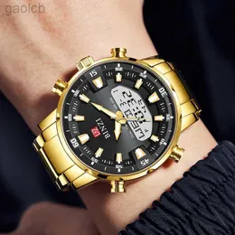 Наручные часы Мужские спортивные часы для мужчин Цифровые наручные часы Кварцевые двойной дисплей Светодиодный дисплей Светящиеся мужские часы Лучший бренд класса люкс хронограф 24319