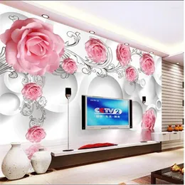 خلفيات Wellyu Papel de Parede Papier Peint Custom Wallpaper Dreams 3D Circle TV Walls Para Quarto Behang