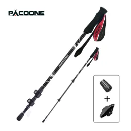 Sticks Pacoone Ultraleichter Falten Multifunktions -Trekking -Pol tragbarer Anti -Stoß -Alpenstock -Schnee -Walking -Stick im Freien im Freien Klettern Wandern