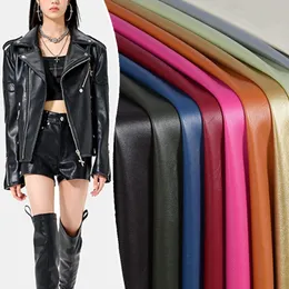 PU Soft Leather Fabric Matte Faux Leather for Sewing Motorcycle Jacket Clothes by Half Meter 240309