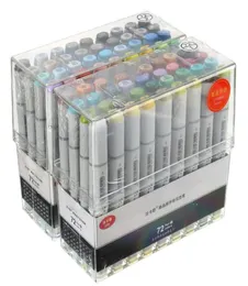 72pcs Renkler Sanatçı Copic Sketch işaretleyicileri Set ince uçlar ikiz uçlu tahta kalem tasarım işaretleyici kalem çizim setleri