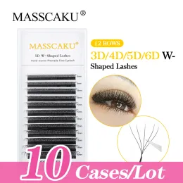 Eyelashes MASSCAKU High Quality 10 case W Shape Eyelash Extension 4D 5D Natural Comfortable 12 Lines Premade Volume Fan Lashes Supplies