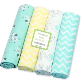 Högkvalitativ 4PCSPACK 100 Cotton Supersoft Flannel Mottagande Swaddle Baby Bedlaket 7676 CM S Born 240304