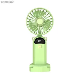 Electric Fans Mini Portable Handheld Fan Student Small Fan Digital Display Folding Desktop Aromaterapi USB Laddning Hängande hals Electric Fanc24319