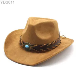Breda randen hattar hink mens cap cowboy cowgirl hatt tillbehör brittiska topp eleganta kvinnor hattar gentleman lyx jazz country panama vintage 240319