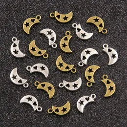 Charms 20PCS 10 17mm 2 Color Wholesale Metal Alloy Moon Hollow Heart Star Pendant For Jewelry Making DIY Handmade Craft