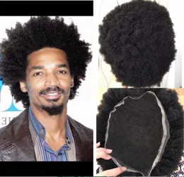 Indain Virgem Humano Substituição de Cabelo Masculino Perucas 4mm Afro Curl Cinza Toupee Unidades Completas de Renda para Homens Negros Entrega Expressa Rápida 2141024