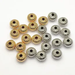 도착 10x7mm 100pcs 놋쇠 호박 모양 스페이서 구슬 수제 목걸이 귀걸이 DIY 부품 보석류 결과 구성 요소 240309