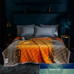 Light Luxury Designer Flannel Blanket Thick Double Coral Fleece Antistatic Autumn and Winter