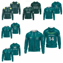 남자의 후드 땀 셔츠 2024 Aston Martin New Hoodie 지퍼 유니폼 Formula One F1 Racing Wear 남자와 여자의 캐주얼 까마귀