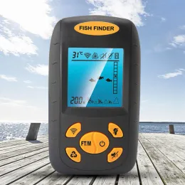 Localizadores de profundidade de peixes display lcd caiaque barco fishfinder bateria operado localizador de pesca subaquática 0.6100m profundidade para águas profundas do mar