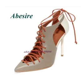 Sandalen Abesire speicherte Zehenkreuz gebundene Sandalen gemischte Farbe Schnürung Stöckel Heel High Heels für Plus Size Women Sommer Neuankömmling sexy sexy